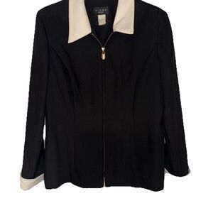 Virgo Women's Black Blazer with White Accents